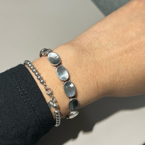 925 Vintage Mexico Sterling Silver Disk Link Bracelet - Picture 9 of 13